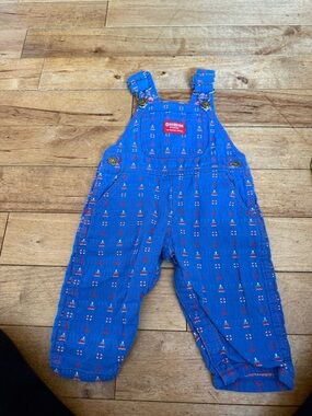 Vintage OshKosh B'gosh Blue Kids Overalls with Nautical Print
